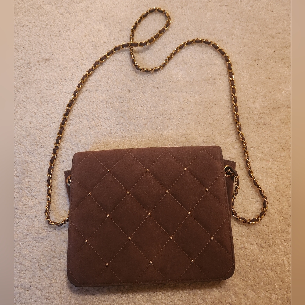 Brown and Gold Chain Purse